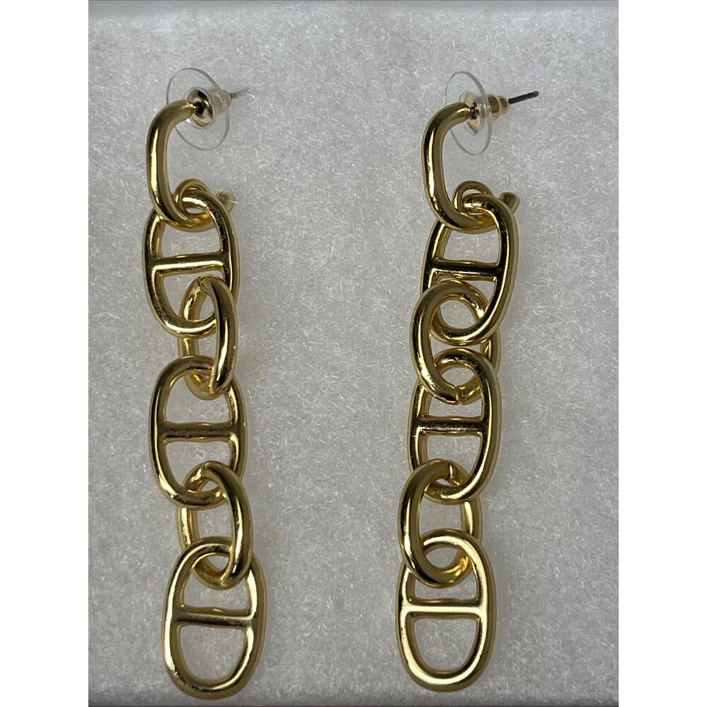 J Crew Signature Gold Link Earrings Dangle Statement